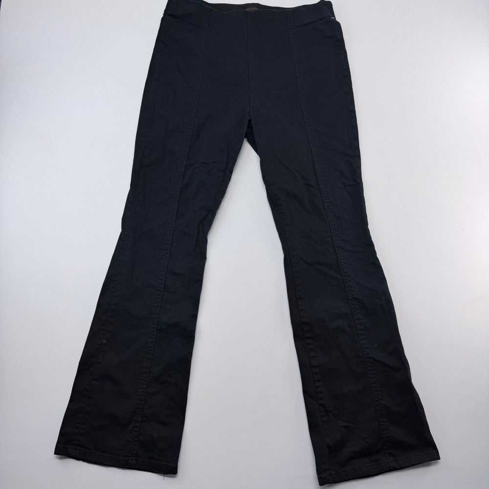 Lee Womens Black Pull On Flare Pants Front Seam Stretch Size Medium